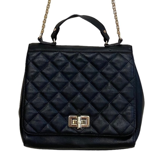 Forever 21 Black Faux Leather Quilted Shoulder Bag - Picture 1 of 8